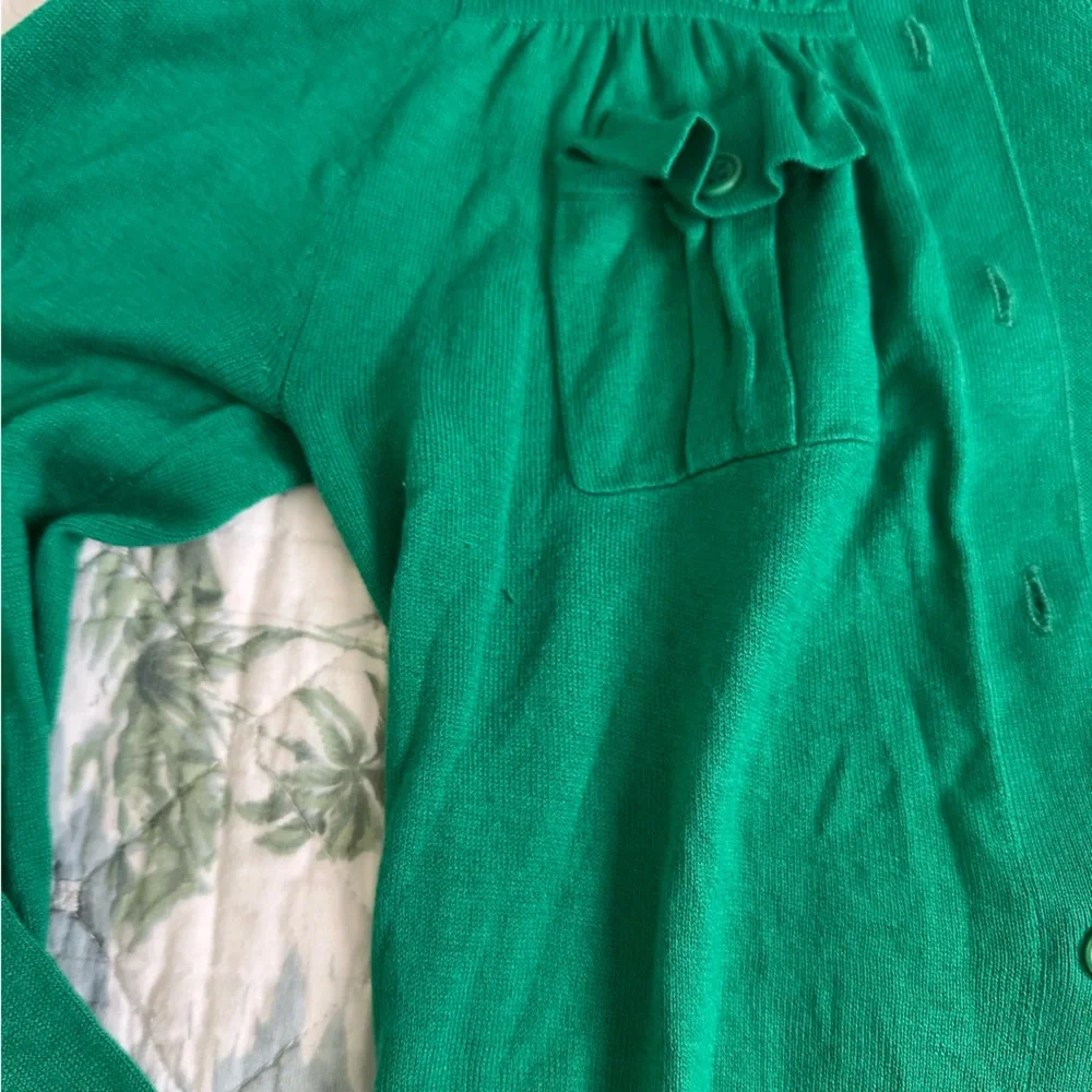 BCBG MAXAZRIA Kelly Green Button Cardigan Sweater Military Pocket S Silk Y2K
